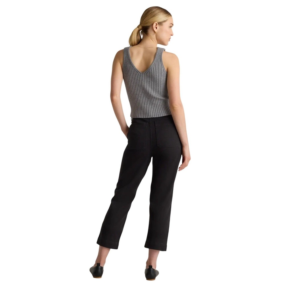 Quince Black Organic Stretch Cotton Twill Straight Leg Cropped Pants Sz 2/28 NWT - Picture 6 of 6